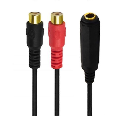 Câble adaptateur Y 6,35mm femelle stéréo vers 2 RCA femelle - 20 cm (1/4)