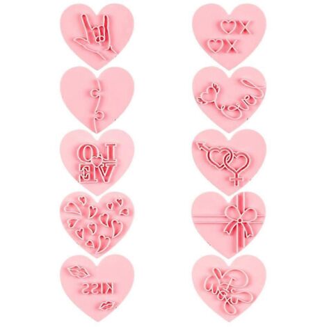 Lot de 10 emporte-pièces biscuits Saint-Valentin, découpe pâtisserie réutilisable (1/4)