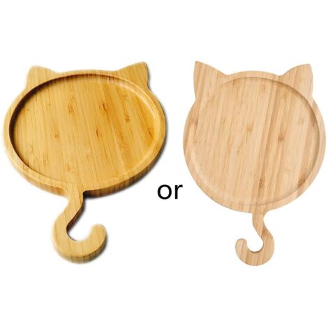 Assiettes Dessert en Bois Massif pour Chat, Plateaux à Fruits, Vaisselle de Thé (1/4)