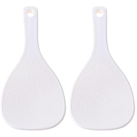 2 Pièces Pelle à Riz Antiadhésive en Plastique Blanc, Cuillère de Service pour Préparation de Sushi (1/4)