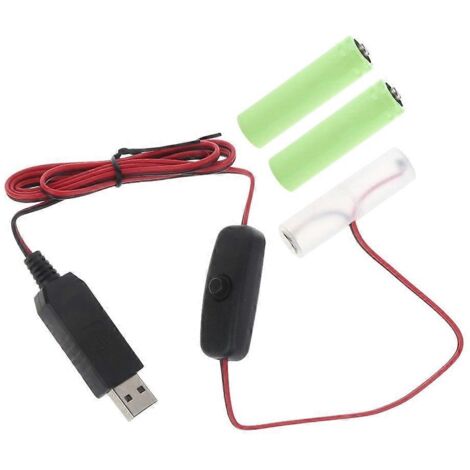 Câble d'alimentation universel USB-C vers 4.5V pour piles AM3/LR6/AA avec interrupteur - 2 mètres (1/4)