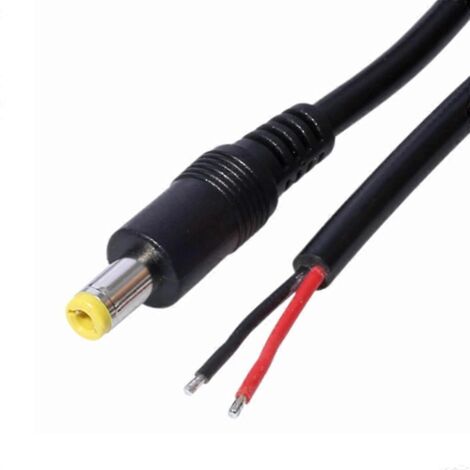 Fiche mâle DC 5.5x2.5mm avec câble à fils nus - Alimentation secteur - Tête droite (1/4)