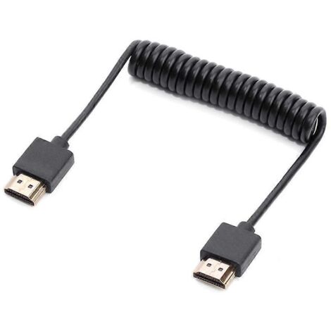 Câble d'extension HDMI en spirale ressort - 1,2 m - Compatible avec les connecteurs fins HDMI (1/4)
