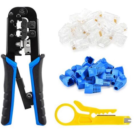 Pince à sertir RJ45 avec coupe-câble et dénudeur pour réseau Ethernet LAN (1/4)