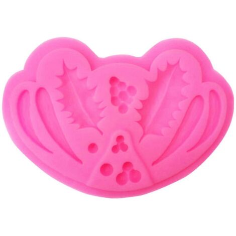 Moule en silicone 3D pour bordures de gâteau en chocolat et pâte à sucre, motif baies de Noël (1/4)