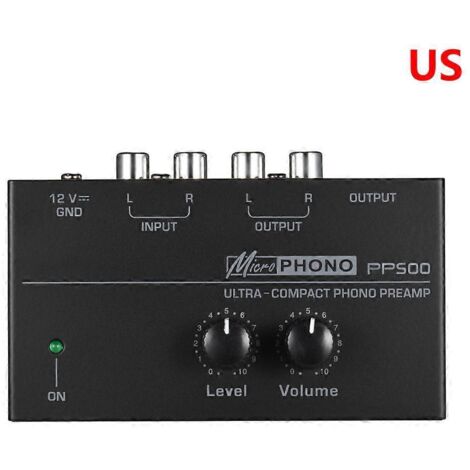 Préamplificateur Phono PP500 avec Contrôles Volume RCA et Sortie 1/4" TRS pour Platine Vinyle - Alimentation US (1/4)