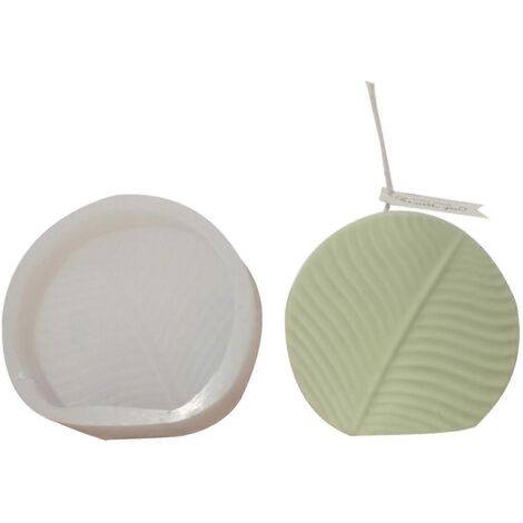 Moule en silicone pour bougie parfumée à texture feuille, décoration gâteau et fondant rond (1/4)