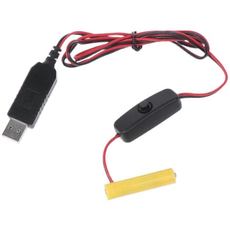 Câble d'alimentation USB pour remplacer les piles AAA dans les jouets, radios et horloges électriques - Longueur 2 mètres (1/4)