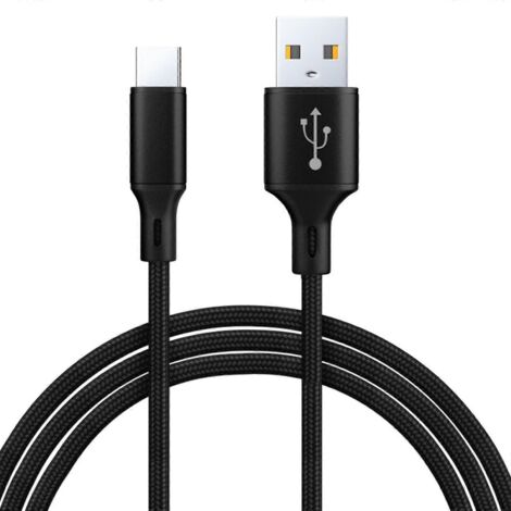 Câble USB Type-C 2m Noir pour Charge Rapide et Transfert de Données Smartphone/Tablette (1/4)