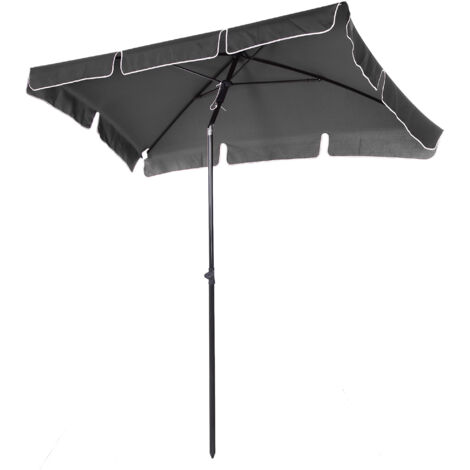 Parasol droit rectangulaire inclinable 2x1,3m gris, aluminium robuste, toile polyester haute densité, protection UV, idéal pour terrasse et jardin, résistant et élégant.