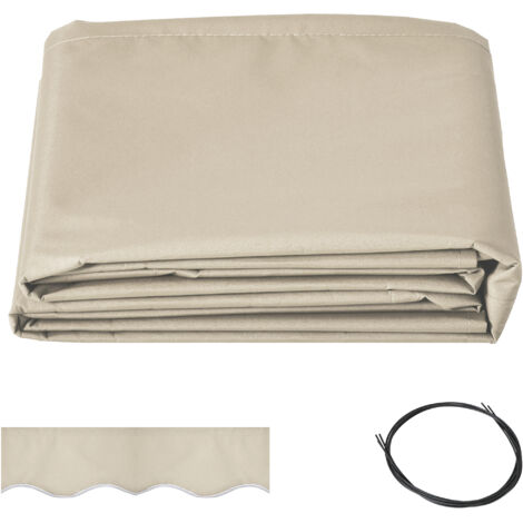 Voile de rechange pour store banne, lambrequin à vagues douces, polyester haute densité 280 g/m², anti-UV, dimensions 2,82 x 2,4 m, couleur crème.