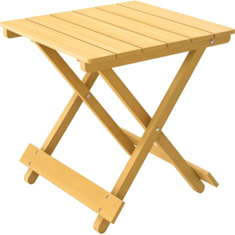 Table basse pliante bois massif naturel 40x43cm, dessus lattes léger, table d'appoint pliante pour petit espace, meuble gain de place