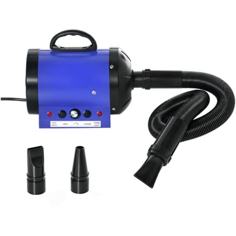 PawHut Sèche-poils professionnel 2800W pour chien chat, pulseur réglable vitesse température, 3 buses interchangeables, séchoir toilettage animaux bleu