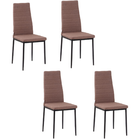 Assortiment de 4 chaises rembourrées pour salon ou salle à manger, chaises de cuisine modernes en métal et tissu kaki, design élégant et confortable. (1/5)