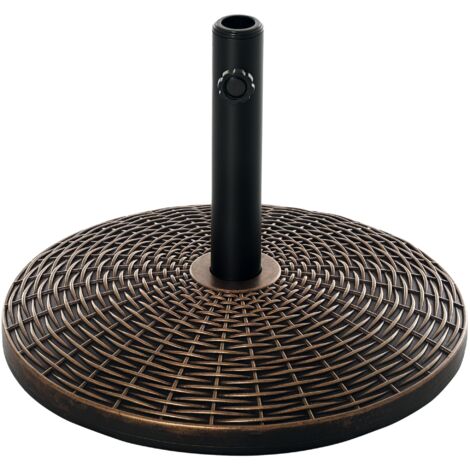 Base para parasol redonda de plástico imitación ratán 25kg para mástiles 35mm, 38mm, 48mm - soporte exterior robusto y decorativo (1/5)