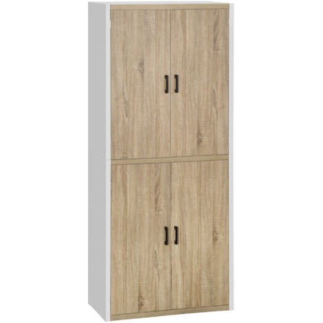 Armoire de cuisine en bois MDF, 80x40x182 cm, avec 4 étagères ajustables et 4 portes, rangement pratique pour votre garde-manger. (1/5)