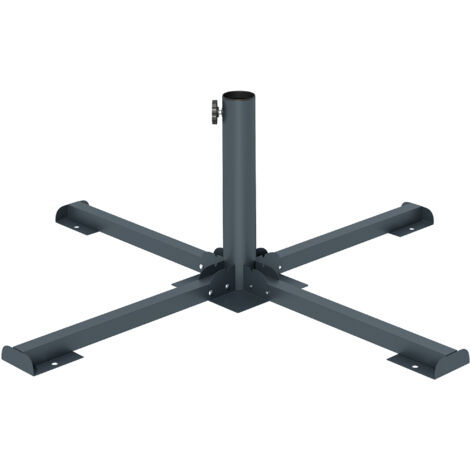 Base pliante en croix pour parasols 38-48 mm, support de terrasse, gris foncé, stable et robuste pour extérieur. (1/5)