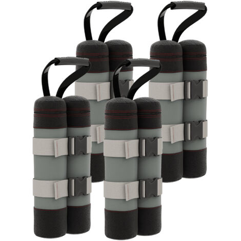 Lot de 4 pieds de gazebo remplissables de sable jusqu'à 12 kg, en tissu Oxford 168D, 20x10x43 cm, noir et gris. (1/5)