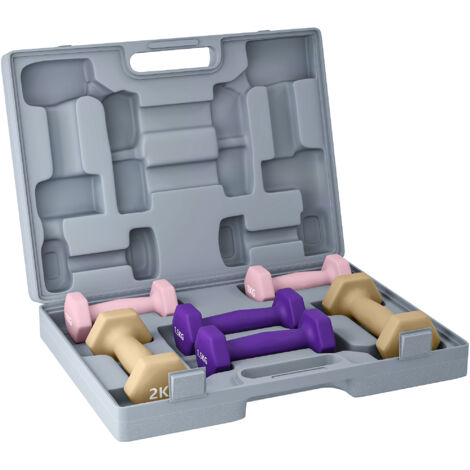 Set de 2 haltères fitness 9 kg avec poignée antidérapante et mallette de transport, haltères réglables pour musculation à domicile, poids multifonctionnels colorés. (1/5)