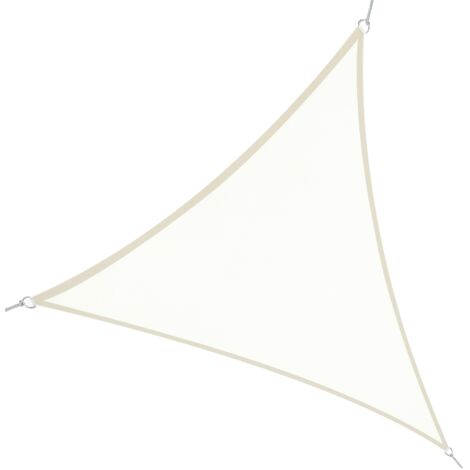 Voile d'ombrage triangulaire 6x6x6m, protection UV en polyester blanc crème, store solaire extérieur imperméable, auvent jardin terrasse. (1/5)