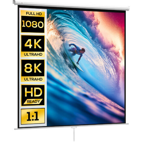 Écran de projection 120 pouces 1:1, angle de vue 160° pour projecteur, fixation plafond ou murale, idéal home cinéma. (1/5)