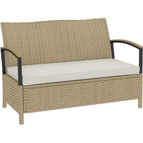 Panca con contenitore 125L, cuscino imbottito, metallo kaki, 123x70x82 cm, rangement extérieur, assise confortable, coffre de jardin robuste. (1/5)