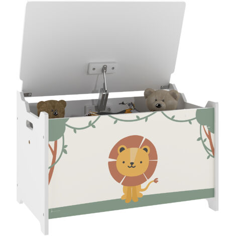 Baule Portagiochi pour Enfants avec Couvercle, 60x37x39 cm, Vert - Rangement Jouets et Vêtements, Coffre de Rangement Polyvalent (1/5)