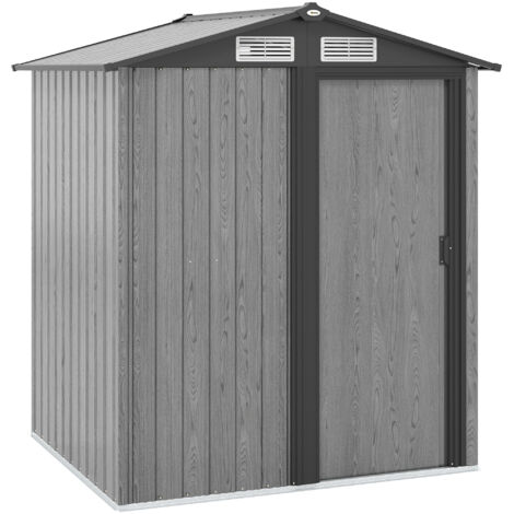 Casetta da Giardino Porta Attrezzi in Acciaio con Tetto Inclinato e 4 Prese d'Aria, 152x132x188 cm, Grigio (1/5)