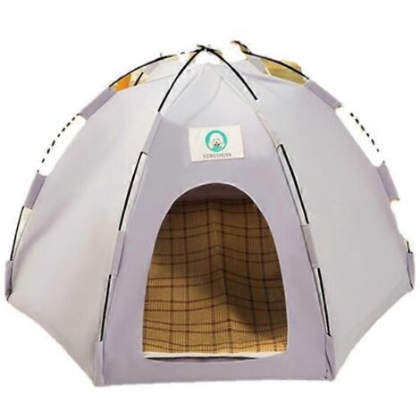Tente de camping pour chien et chat, tipi pour animaux de compagnie, lit extérieur pour chien, reposant, gris taille M, amovible et lavable. (1/4)