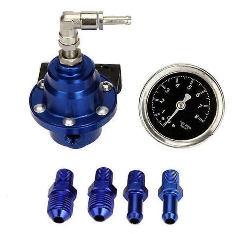 Régulateur de pression de carburant universel en aluminium réglable avec kit manomètre - Or, Argent, Rouge, Bleu, Violet, Noir pour Titanium Dur (1/4)