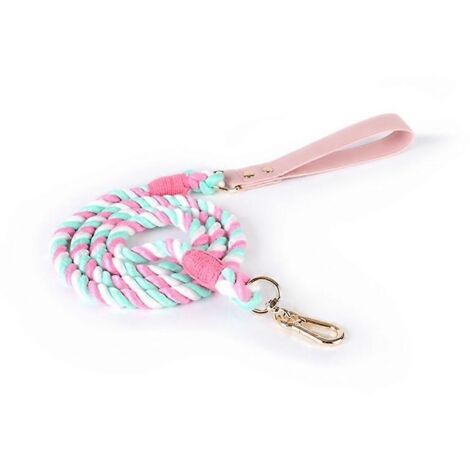 Tresse de laisse pour chien, cordon de traction pour chat, dégradé de couleurs, laisse pour animaux de compagnie, 120cm x 12mm, rose Sakura. (1/4)