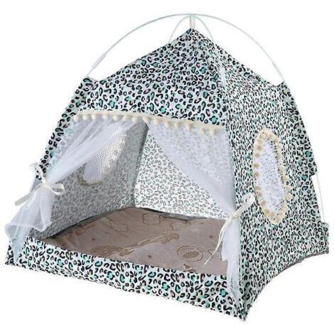 Tente-lit pour chat, grotte intérieure pour petits à grands chats, assemblage facile, couleurs léopard vert, taille XL (1/4)