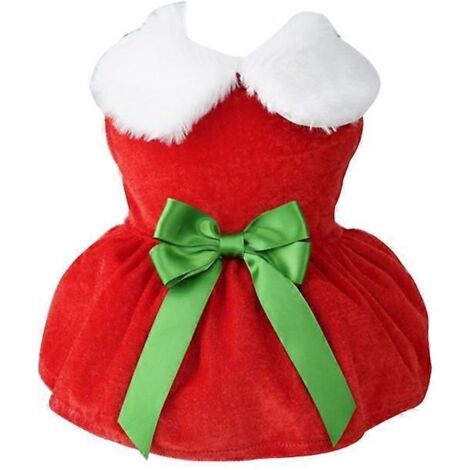 Tenue du Père Noël rouge pour chien et chat, robe photo mode chaude, costume pour animaux, taille M avec nœud papillon. (1/4)