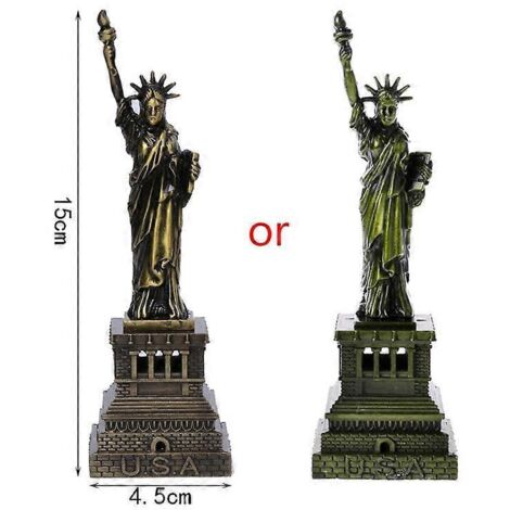 Statue de la Liberté Américaine Modèle Métallique 15cm Décoration Bureau Gadget Cadeau Artisanat USA Points Repère. (1/4)