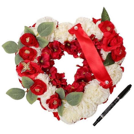 Voici une proposition de titre en français (moins de 190 caractères) :
Guirlande de fleurs artificielles soyeuses, couronne funéraire en forme de cœur, hommage mémorial avec ruban, décoration pour (1/4)