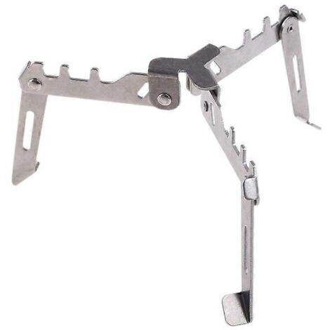 Trépied pliable en acier inoxydable pour réchaud de camping, support triangulaire fixe pour bouteille de gaz, base stable pour cuisson extérieure portable. (1/4)