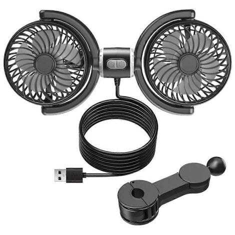 Voiture Ventilateur Double Tête 360° Rotatif Silencieux Puissant Refroidissement pour Longs Trajets (1/4)