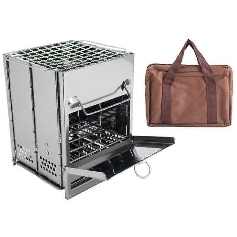 Réchaud à alcool inoxydable pour camping, randonnée et trekking - Poêle à bois portable, léger pour activités extérieures. (1/4)