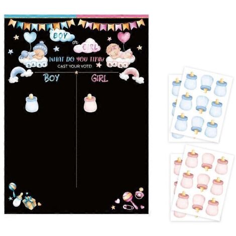 Voici une proposition de titre en français (caractères : 189) :

Décorations fête révélation genre bébé – Affiche vote jeu stickers – Accessoires baby shower garçon ou fille – Kit anniversaire origina (1/4)