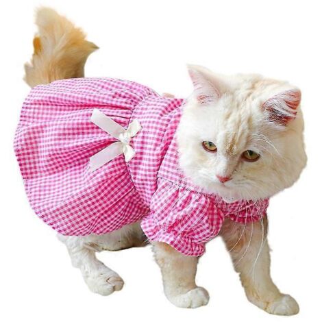 Robe Plaid pour petit chien fille, jupe pour chat chien S rose, robe chien élégante, tenue animal mignonne, accessoire félin. (1/4)