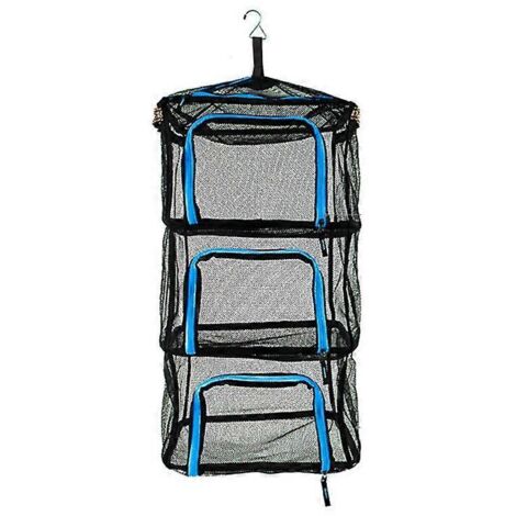 Support de séchage d'herbes pliable extérieur, séchoir suspendu portable 4 couches avec crochet latéral, filet à herbes à fermeture éclair, organisateur pour camping. (1/4)