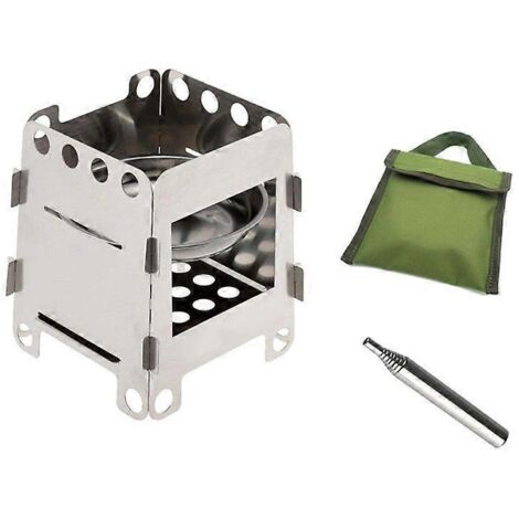 Sac à dos réchaud pliable léger, poêle à bois portable pour camping, fourneau à bois pliant, équipement de randonnée extérieur. (1/4)