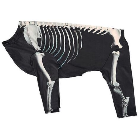 Tenue de fête pour chien, sweat à capuche imprimé squelette, costume d'Halloween pour animal de compagnie, taille 3XL, vêtement déguisement chien. (1/4)