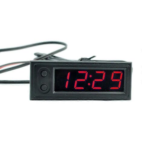 Thermomètre voltmètre horloge LED 12V pour voiture, affichage numérique 3 en 1, jauge électronique de tension et température. (1/4)