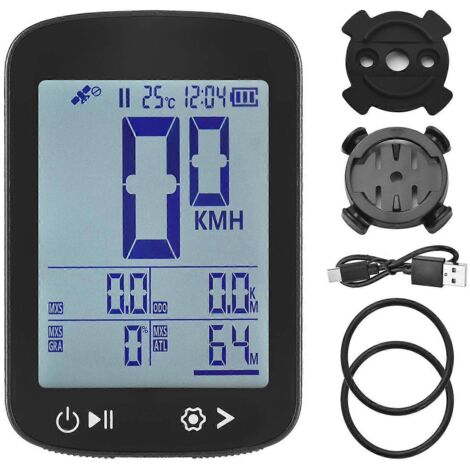 Compteur vélo GPS sans fil, affichage haute définition, positionnement 5 étoiles GPS BeiDou GLONASS, ordinateur de cyclisme précis pour VTT et route. (1/4)