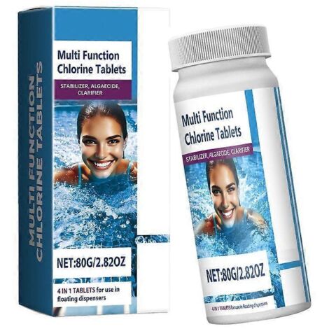 Piscine Chlore Comprimés Eau Claire : Tueurs Efficaces & Anti-Taches, Pastilles Chlore Piscine Désinfectant Rapide. (1/4)