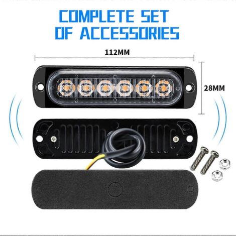2Pcs Feux LED Stroboscopiques 12-24V Avertissement Urgence Clignotants Lumière de Barre pour Coffre de Voiture (1/4)