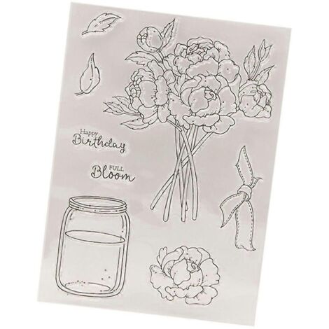Bouquet Silicone Stamp, Tampon Clair en Silicone pour Bouteille, Idéal pour Décoration de Cartes, Photos et Journal. (1/4)