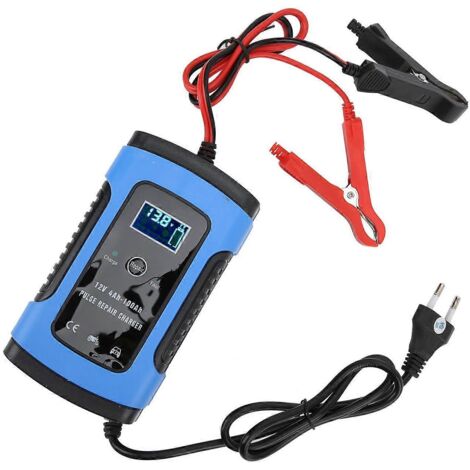 Chargeur de batterie moto 12V/6A, outil intelligent avec affichage numérique, régénération automatique, prise UE 100-240V. (1/4)