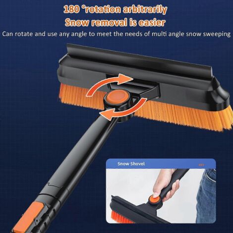 1. Grattoir à glace 3en1 pour voiture : brosse à neige extensible, pelle à neige avec poignée en mousse, tête de brosse pliable à 180° (1/4)